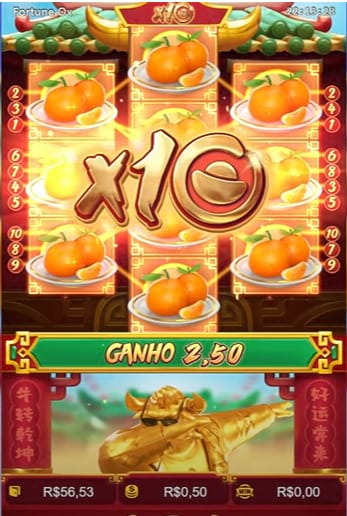 KTO 賭場的 Fortune Ox 遊戲獲勝主畫面。